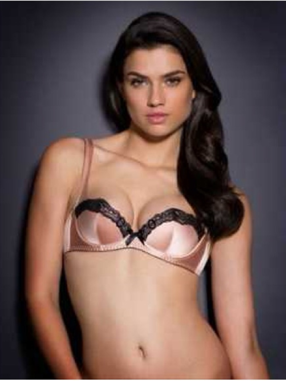 Agent Provocateur Amalea Silk Peach Underwire Bra with Black Trim